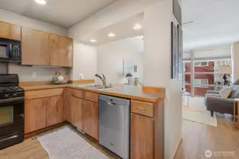 Kitchen open to living area