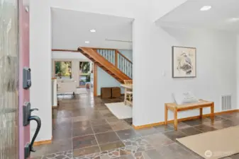 Beautiful open entry with slate floors