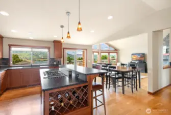 Custom kitchen with high counter tops