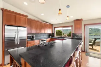 Custom kitchen great for entertainment and view