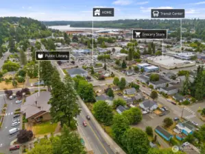 Close to everything! Not labeled, but withihn view: Bank & Post Office