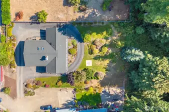 You can see how the driveway circles around the perimeter for ease of use and extra parking for a party.