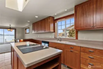 Kitchen with like new cabinetry and again stunning views