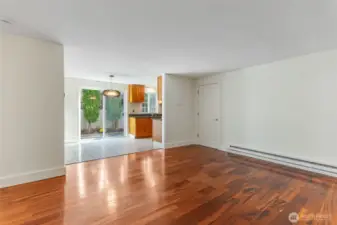 Living room looking towards kitchen