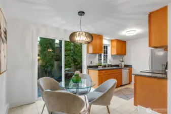 Eat-in kitchen with access to private patio