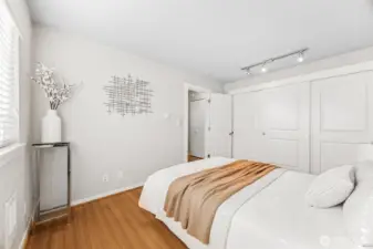 Spacious bedroom with plenty of room for dressers, media, etc.