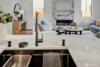 Work station sink with cup rinse & vegetable washer included standard! (model home lot 1A, colors may vary)