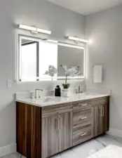Full size backlit vanity mirror standard in all homes!