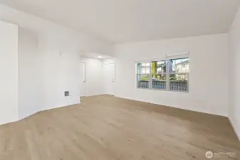 Great room concept with room for dining