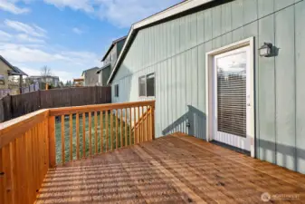 Railed deck off Kitchen