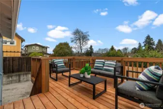 Deck leading to basement entry
