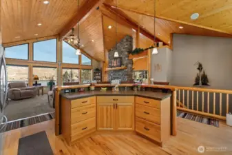 From kitchen and looking towards living room.