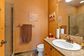 3/4 bath with walk-in shower on the main floor.