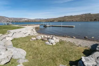 Community dock and firepit area.