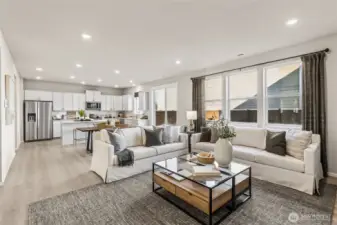 Great room showing off its size and brightness.  Finishes and colors may vary.