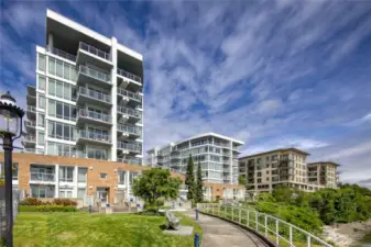 Constructed of Concrete, Steel, and Glass - Harborside Stands Tall above the shores of Sinclair Inlet.