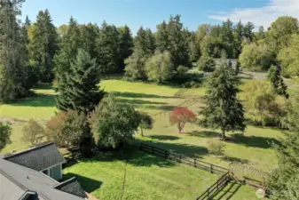 Large storage shed in back yard.