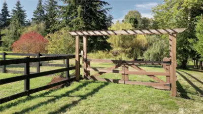 Two separate fenced areas on the property.