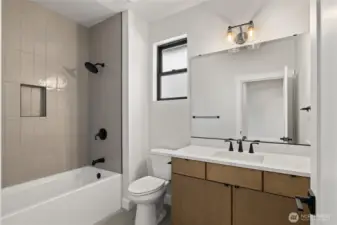 hall bath adjacent to bedroom 2.