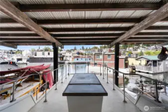 Rooftop deck of boat
