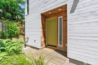 Stained cedar siding - refreshing to see.