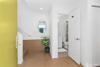 Entry.  Ground floor bedroom to your right & guest full bath straight ahead.