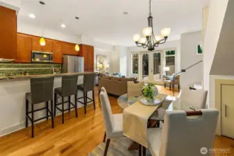 Dining area near kitchen and under stairs storage