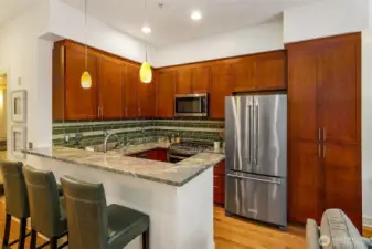 Storage abounds in this well appointed kitchen