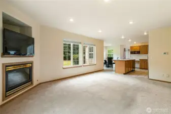 natural light from the windows and sliding door