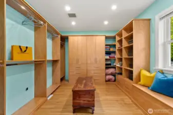 Spacious walk-in closet in primary suite