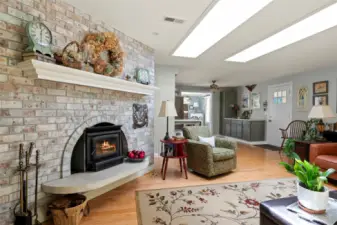 Gorgeous woodstove and hearth adds warmth and atmosphere to this lovely home.