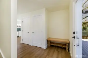 Built in bench for shoe storage