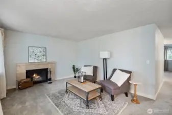 Living room with wood FP