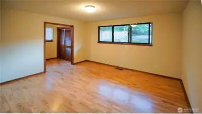 Upstairs primary bedroom is in the NE corner of the house.