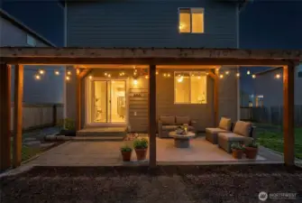 Covered Stone Patio - Virtual Staging Night