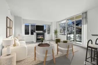 Bright, open living at The Palazzo—corner residence with seamless flow and direct balcony access, perfect for effortless indoor-outdoor living in the heart of downtown Bellevue