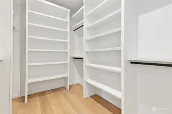 Walk-in closet with built in custom shelvibg