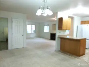 Kitchen with dinning room and family room