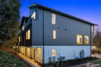 Modern Exterior w/ Private Garden Style Entries.