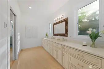 This is the ensuite bath for the 2nd primary bedroom. It really is as big as it looks!