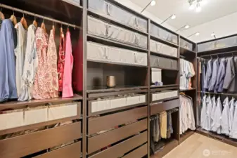 The primary walk-in closet has room for all your clothes!