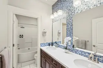 The tile detail in the upstairs hall bathroom remarkable!
