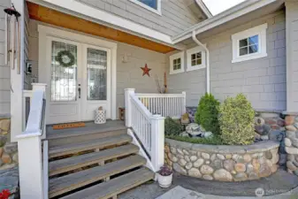 Main house entry with water feature
