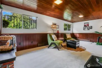 Recreation room with bar & Wood Burning Fireplace on lower level