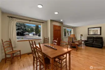 Front open concept: dining room and living