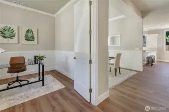 Just off the entry you will see the easily accessible den/home office area perfect for completing importing projects and greeting guests.