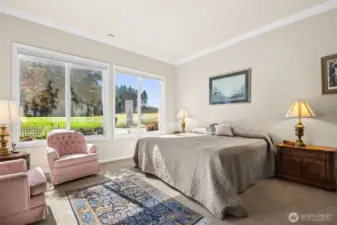 Expansive primary with views of golf course