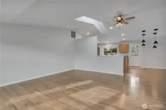 Living room with vaulting  ceilings