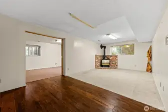 Expansive downstairs with an additional living space and another space that was added with the sunroom addition.