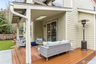 Right off the eating nook, this covered deck pulls its weight all year long. There’s a skylight overhead bringing in natural light so it never feels closed in, even on those classic gray PNW days, and plenty of room out here for a dining table, lounge setup, and a grill station that doesn’t get rained out mid-dinner. It’s one of those spaces that quietly becomes part of your daily routine, coffee in the morning, dinner outside when you can, and a solid backup plan when the weather does its thing.